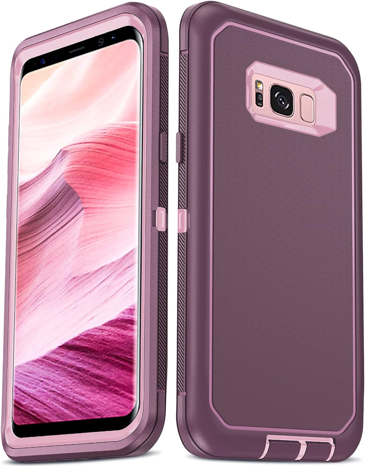 Leyi for Samsung Galaxy S8 plus Case, Upgrade 3-In-1 Full Body Shockproof Rubber Outer Cover Heavy Duty Tough Rugged Dustproof Defender Protection Case for Samsung Galaxy S8 Plus, Teal LeYi Wine Red/Pink