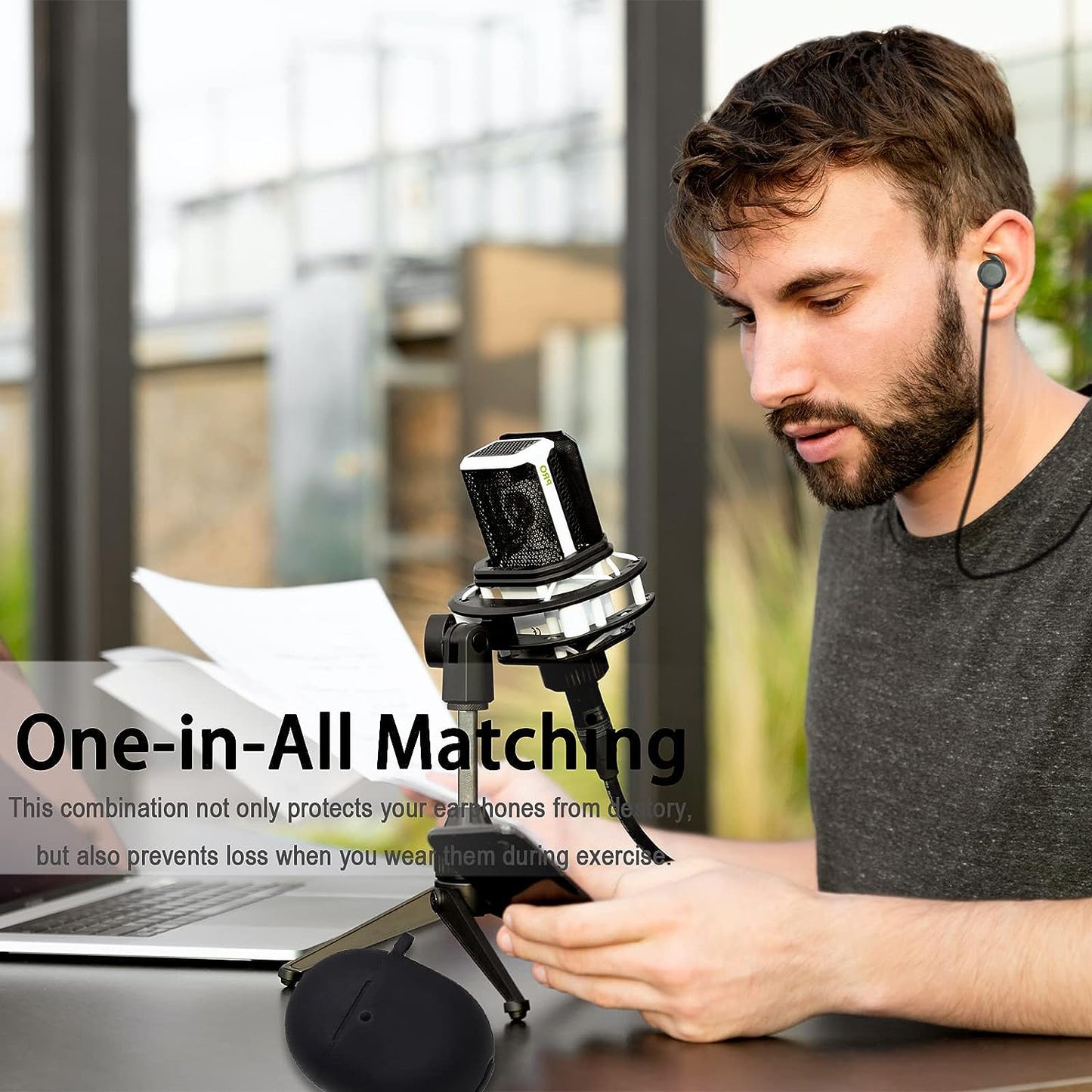 (1+1) Miimall Compatible for Google Pixel Buds Pro Case with Strap, Soft Silicone Keychain Protective Case Cover + Anti-Lost Neck Strap for Pixel Buds Pro 2022 Accessories (Black) Miimall