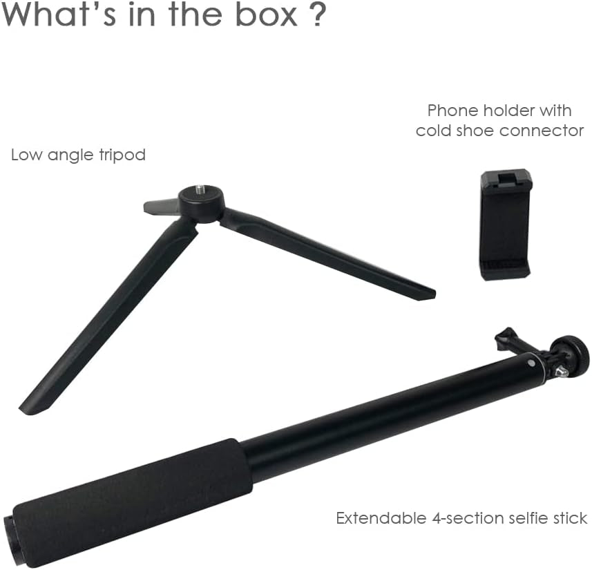 King Best Selfie Stick Tripod Kit with Hot Shoe Phone Clip, Vlog Kits for Smartphone, Portable Handle Vlog Tripod, Cell Phone Accessories KINGB EST