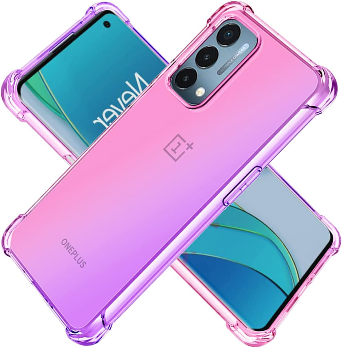 KOARWVC Case for Oneplus Nord N200 Case, Oneplus N200 DE2117 Case Clear with Design Soft TPU Shock Absorption Slim Floral Pattern Protective Back Cover Cases for Oneplus Nord N200 (Rose Flower) KOARWVC Pink/Purple