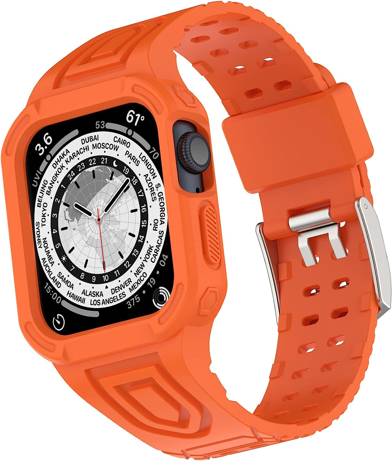 NINKI Compatible with Crystal Clear Apple Watch Ultra Band 49Mm with Bumper Case,Silicone Jelly Waterproof Sport Soft TPU Transparent Iwatch Ultra Band Straps for Apple Watch Ultra 49Mm Band and Case NINKI Orange normal