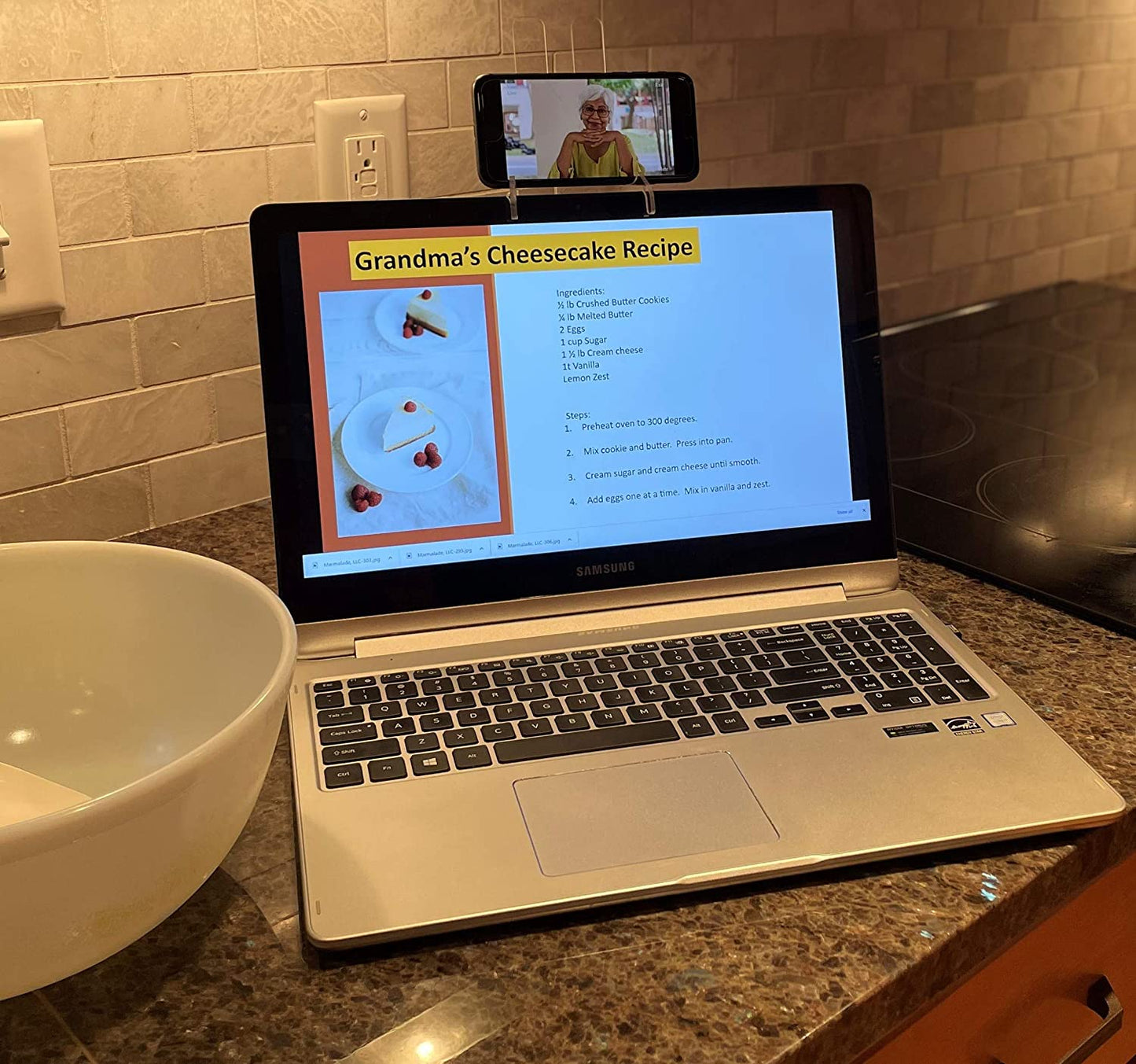 Laptop Cell Phone Mount; Mobile Phone Stand for Top of Laptop; Face Height Cellular Phone Holder Phone Mount People