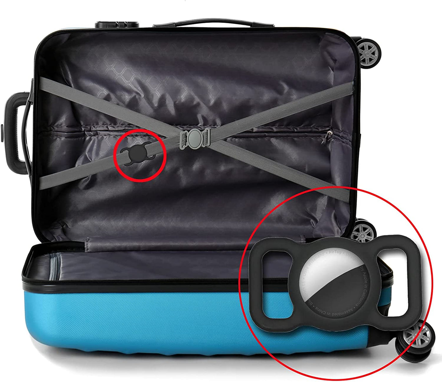 Airtag Holder Compatible Apple Air Tag,2 Pack Silicone Case for Pet Dog Cat Collar and Kid’S School Bag Backpack Black&Orange JEANUE