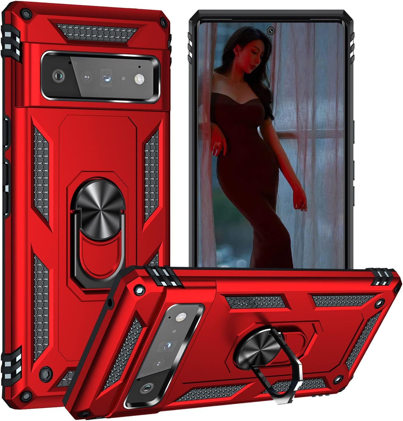 ZOEII 6 Pro Case,Pixel 6 Pro Case,With 360 Stand Military-Grade Dual Layer Protection Case for Google Pixel 6 Pro Armygreen ZOEII 6 Pro Red Google Pixel 6 Pro Case