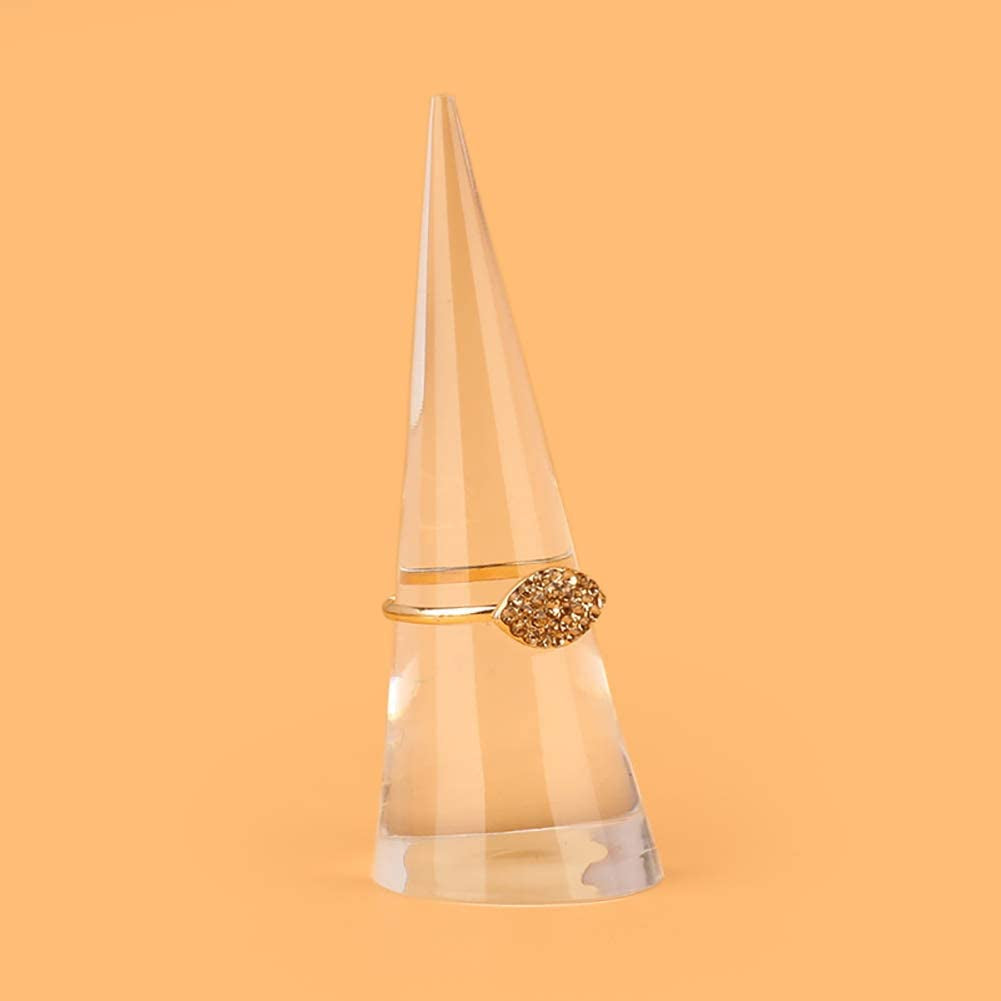 UUYYEO 2 Pcs Clear Cone Shape Acrylic Ring Display Holder Finger Ring Stand Jewelry Display Support Ring Showing Organizer UUYYEO