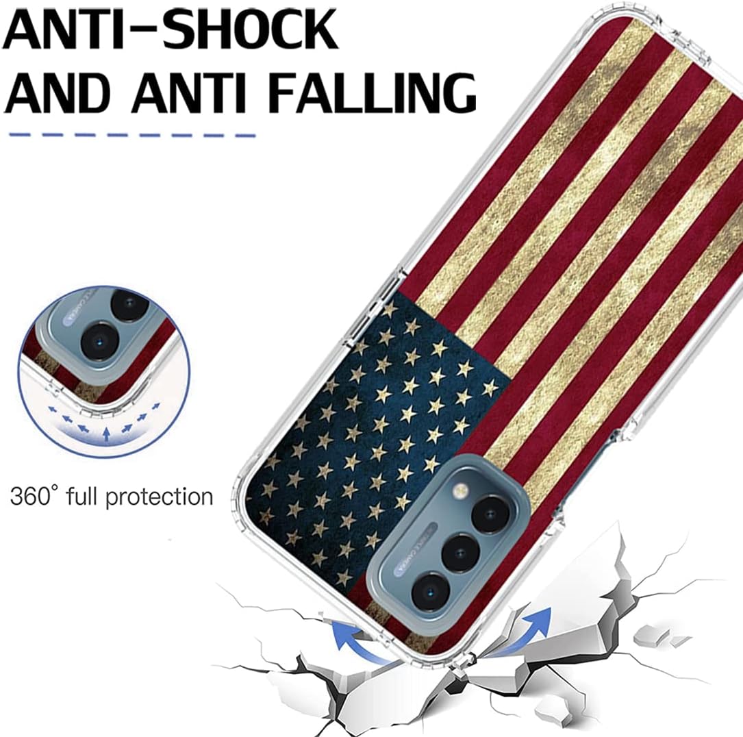 Bohefo Case for Oneplus Nord N200 5G Case, DE2117 Case with Tempered Glass Screen Protector, Full Body Cute Floral Bumper Shockproof Protective Phone Case Cover for Oneplus Nord N200 5G (Flag) Bohefo