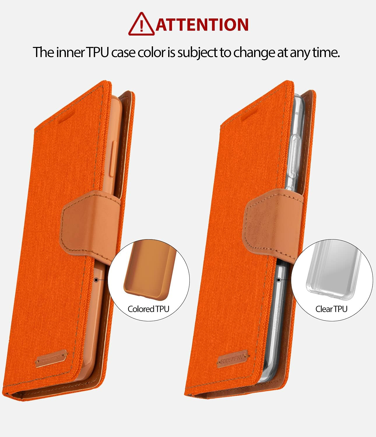 GOOSPERY Canvas Wallet for LG V40 Thinq Case (2018) Denim Stand Flip Cover (Orange) GOOSPERY