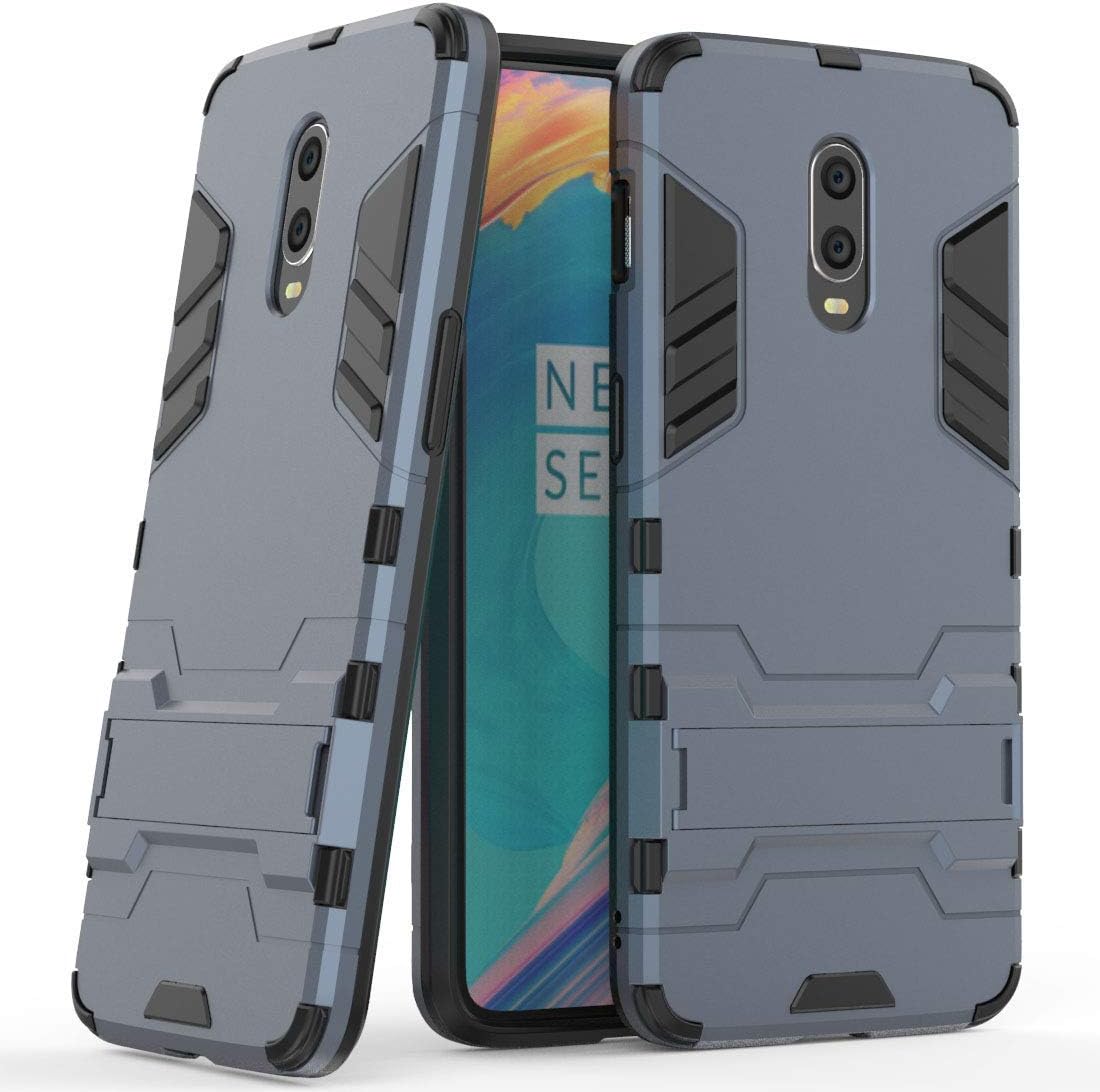 Maijin Case for Oneplus 6T / Oneplus 7 (6.41 Inch) 2 in 1 Shockproof with Kickstand Feature Hybrid Dual Layer Armor Defender Protective Cover (Red) MaiJin Blue Black