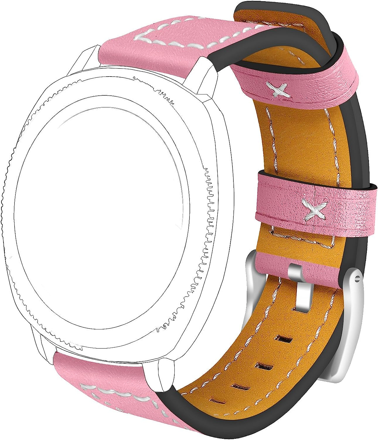 Tencloud Straps Compatible with Umidigi Uwatch 2S Watch Band 22Mm, Replacement Leather Band Wristband for Umidigi Uwatch 2S Smartwatch Women Men TenCloud Pink