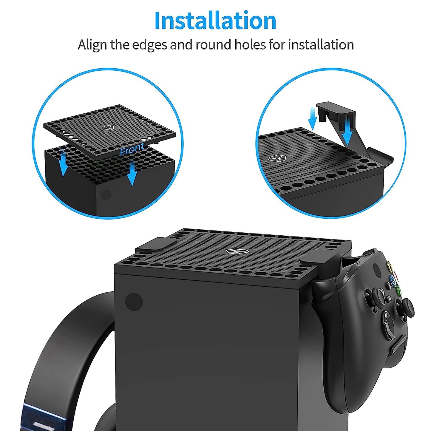 Dust Cover Set for Xbox Series X Console, Dust Filter Covers with 2 Controller Holder Hanger Stand and 8 Dust Plugs Compatible with Xbox Series X CHIN FAI