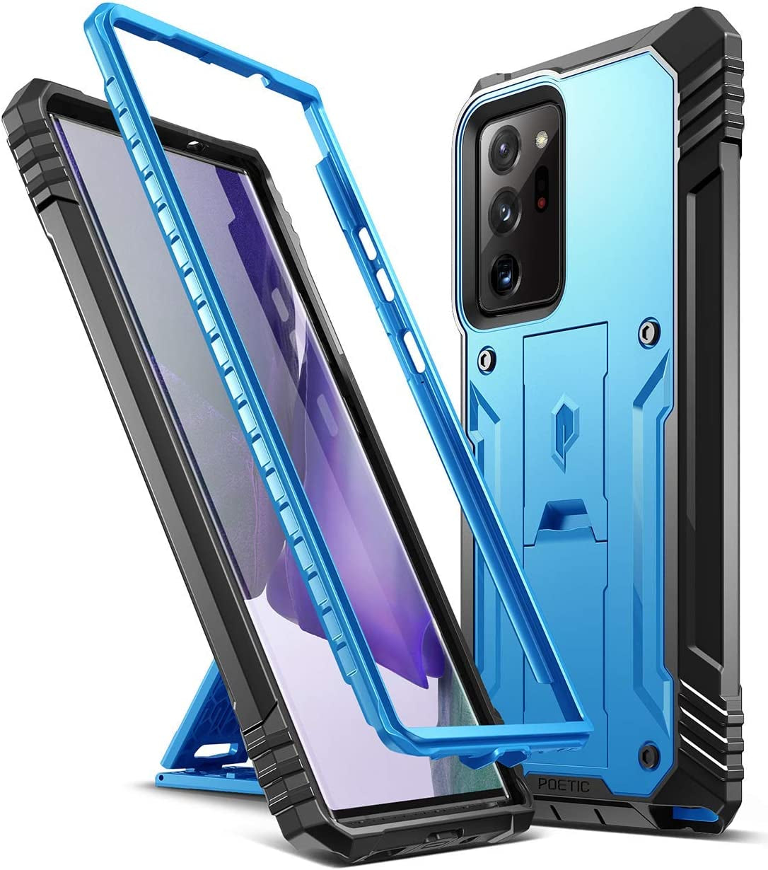 Poetic Revolution Series for Samsung Galaxy Note 20 Ultra Case, Full-Body Rugged Dual-Layer Shockproof Protective Cover with Kickstand, without Built-In-Screen Protector, Black Poetic Blue