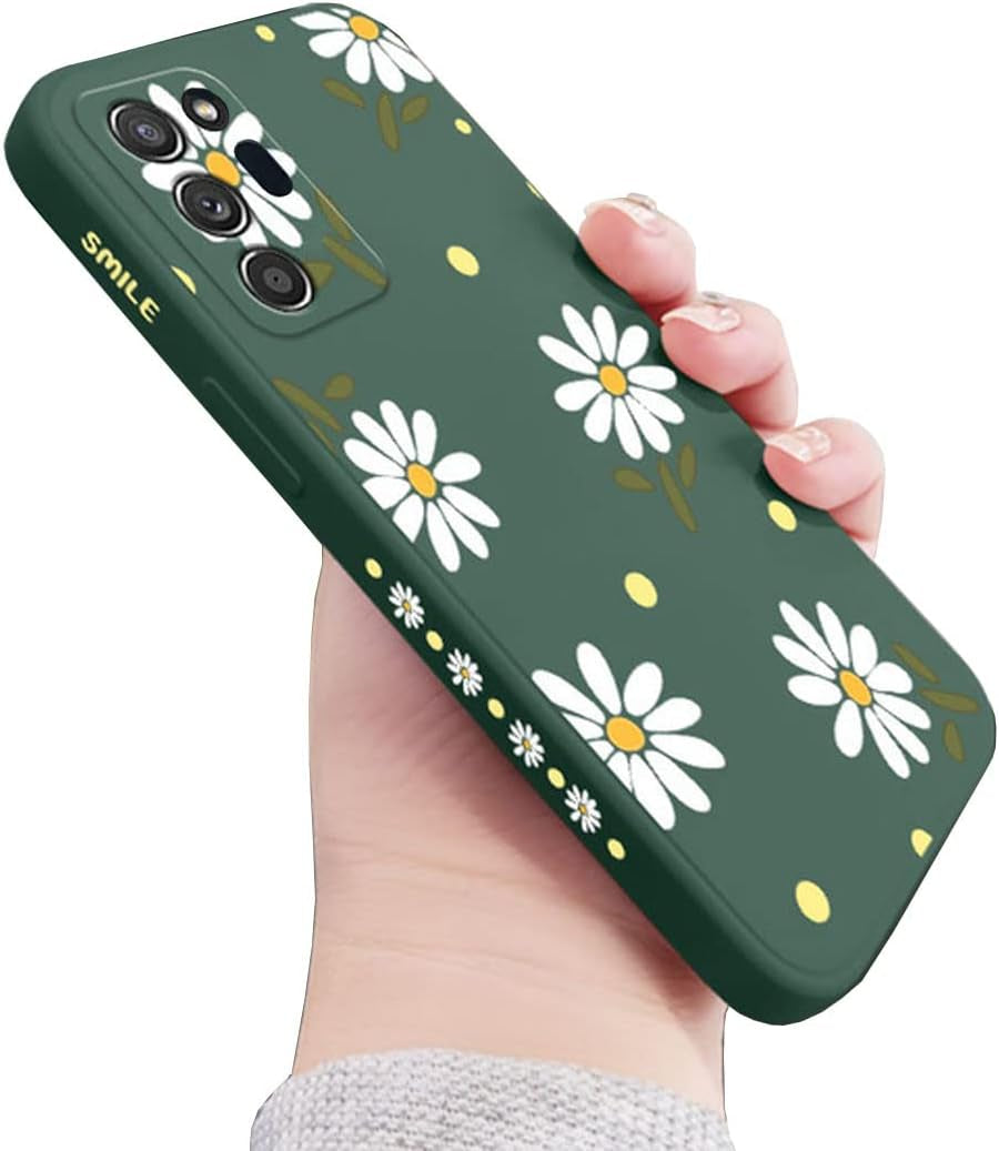 Sunswim for Galaxy Note 20 Ultra Case Cute Daisy Pattern Full Camera Lens Protection Shockproof TPU Bumper Liquid Silicone Protective Cover Phone Cases for Samsung Galaxy Note 20 Ultra 5G 6.9"-Black Sunswim Green