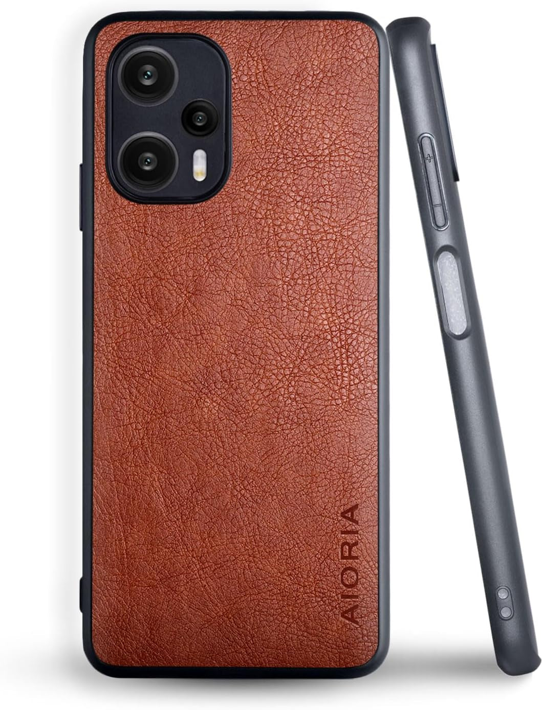 AIORIA Case for Xiaomi Poco F5, 6.67" Screen Premium PU Leather Phone Cover Retro Business Design Full Protective Case for Xiaomi Poco F5 5G (Red) AIORIA Brown