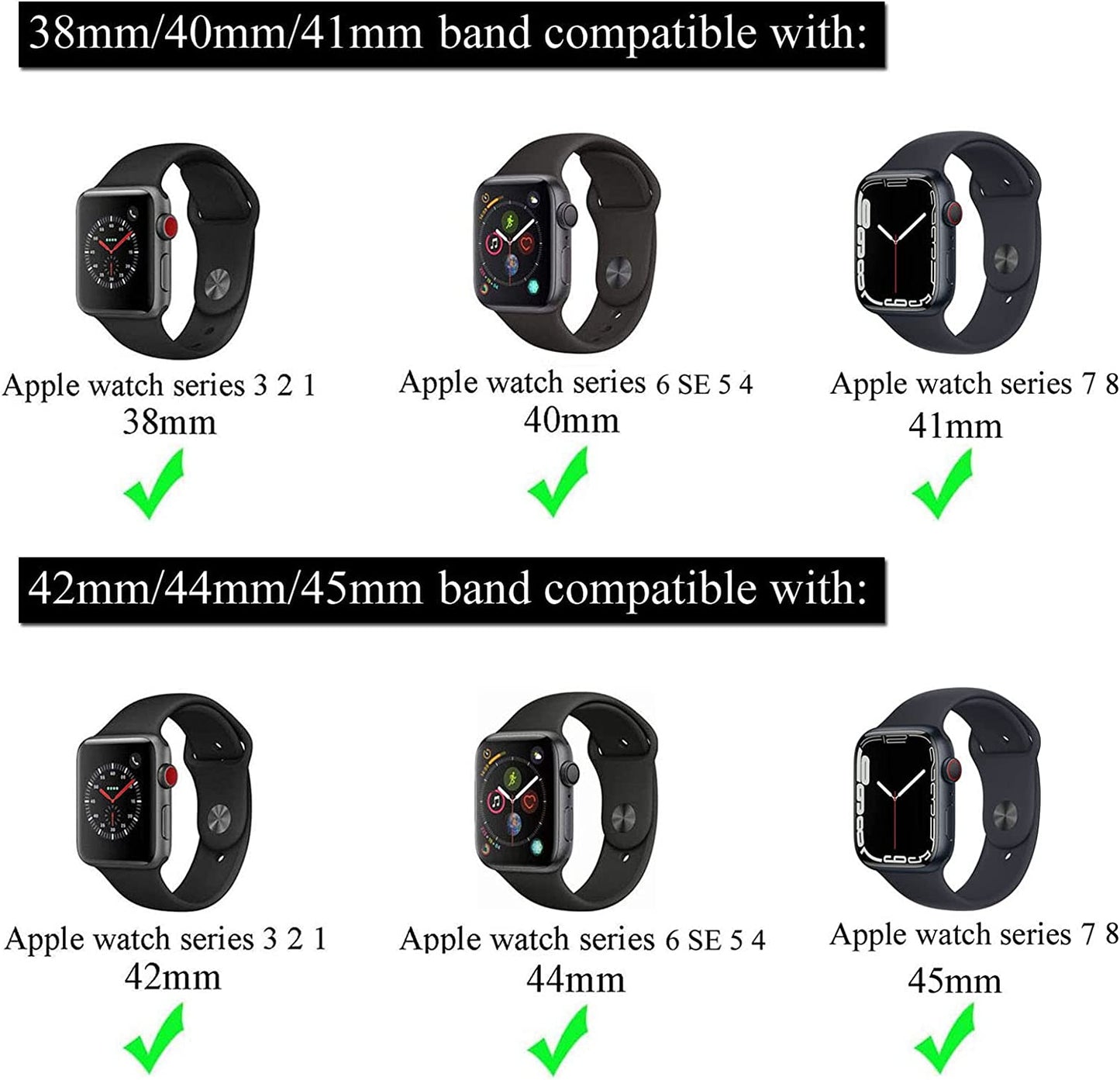 Adjustable Elastic Armband or Ankle Band for Compatible with Apple Watch Series 3 2 1 38Mm/40Mm, Apple Watch Series 6 SE 5 4 42Mm/44Mm, Apple Watch Series 8 7 41Mm/45Mm and Apple Watch Ultra 49Mm, Stretchy Band for Men and Women Grestun