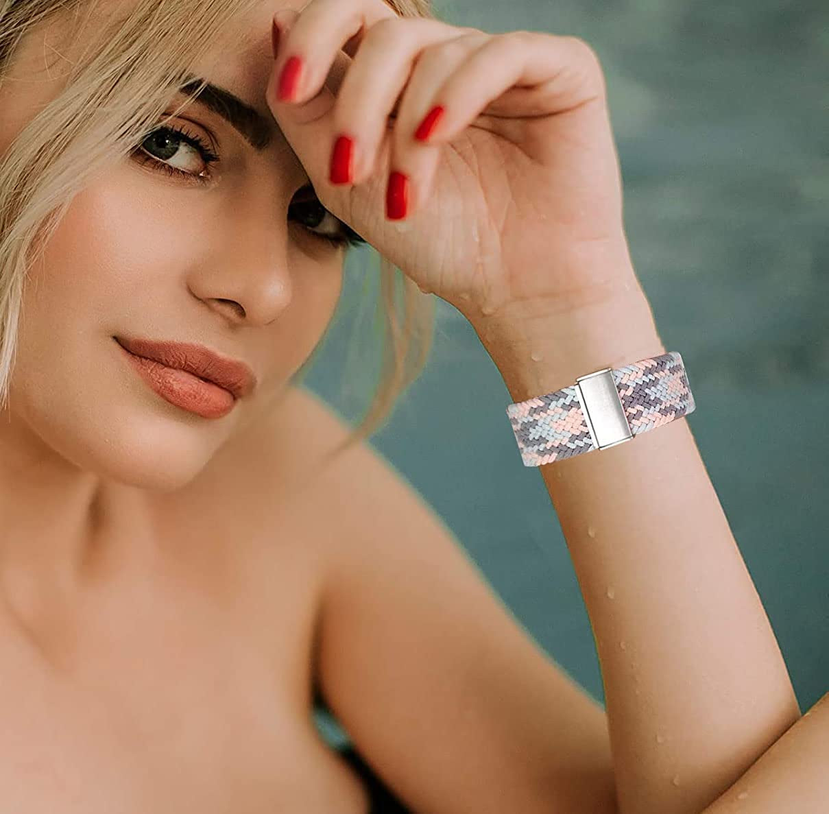 Krudary Nylon Elastic Watch Bands Compatible with Garmin Venu/Venu Sq, 20Mm Adjustable Fabric Breathable Soft Stretch Bracelet Strap for Garmin Vivoactive 3, Vivomove Hr/Style/Luxe Krudary