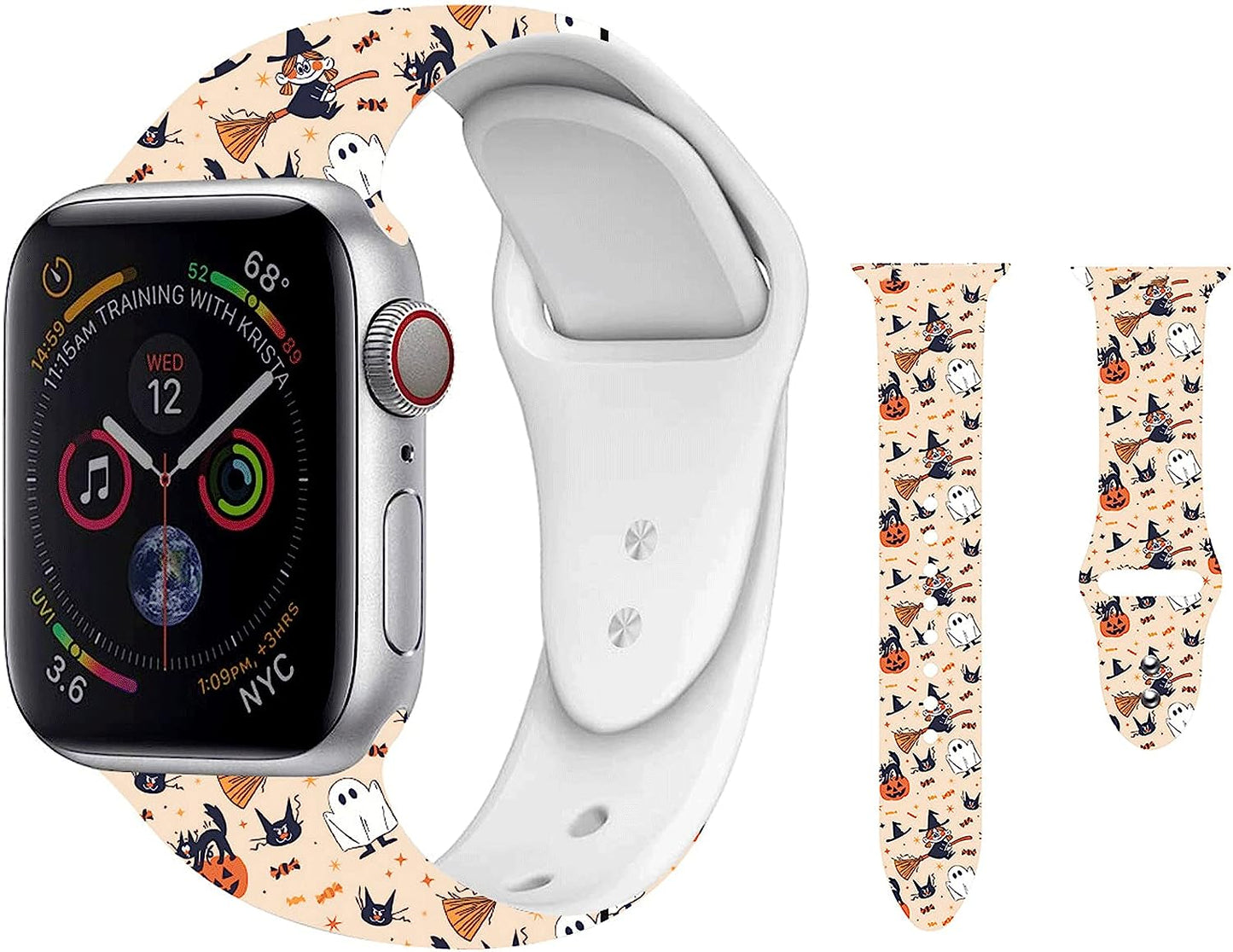 HYHMXB Chic Breathable Character Halloween Bands Compatible with Apple Watch 42Mm 44Mm 45Mm M/L,Grade Soft Silicone Sports Wristband Strap for Iwatch SE & Series 7/6/5/4/3/2/1 (Item 2) HYHMXB Item 5 42mm/44mm/45mm M/L