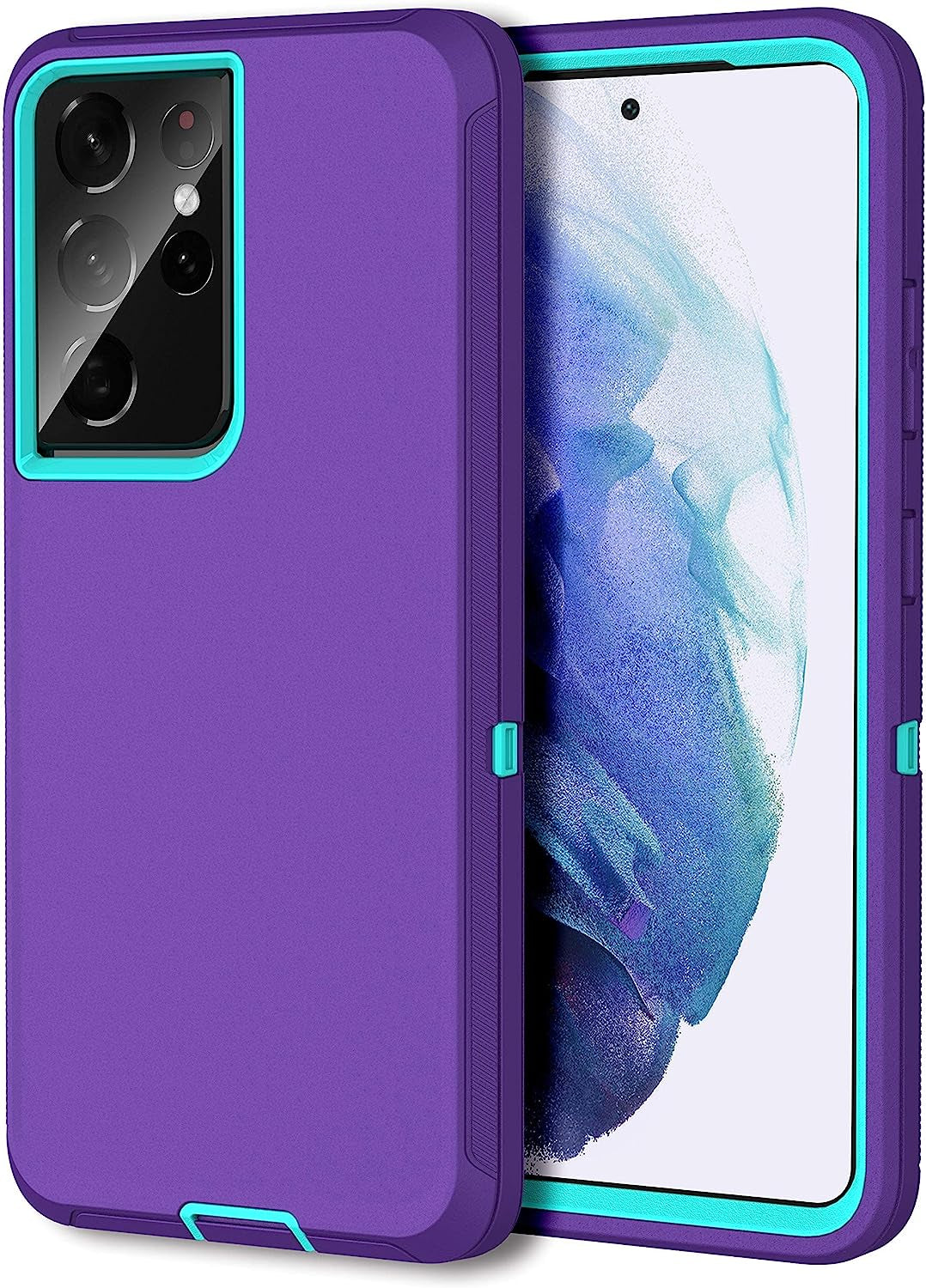 MXX Case Compatible with Galaxy S21 Ultra, 3-Layer Super Full Heavy Duty Body Bumper Cover/Shock Protection/Dust Proof, Designed for Samsung Galaxy S21 Ultra 5G (6.8 Inch) 2021 - (Orange/Gray) MXx Accessories inc Purple Galaxy S21 Ultra 5G (6.8 Inch)