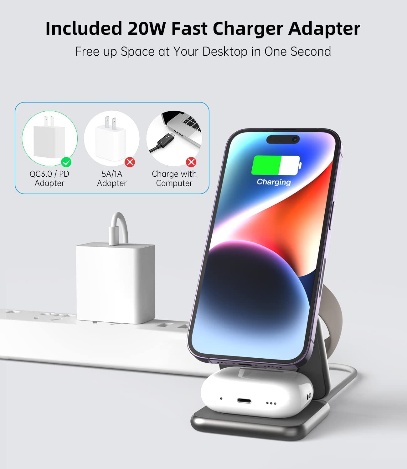 Foldable Magnetic Wireless Charger, Aluminum Alloy 3 in 1 Charging Station for Apple, KU XIU 15W Fast Mag-Safe Charger Stand for Iphone 14 13 12 Pro/Max/Plus, Airpods 3/2/Pro, Iwatch(Adapter Included) Shenzhen Dipinle Technology Co., Ltd