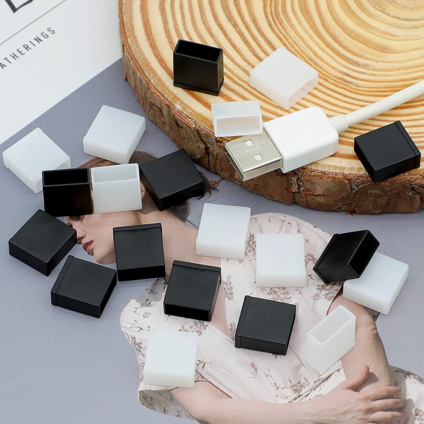 BUSHIBU USB Cover Cap, 20 Pcs Black Clear Plastic USB a Male Anti-Dust Plug Cover BUSHIBU