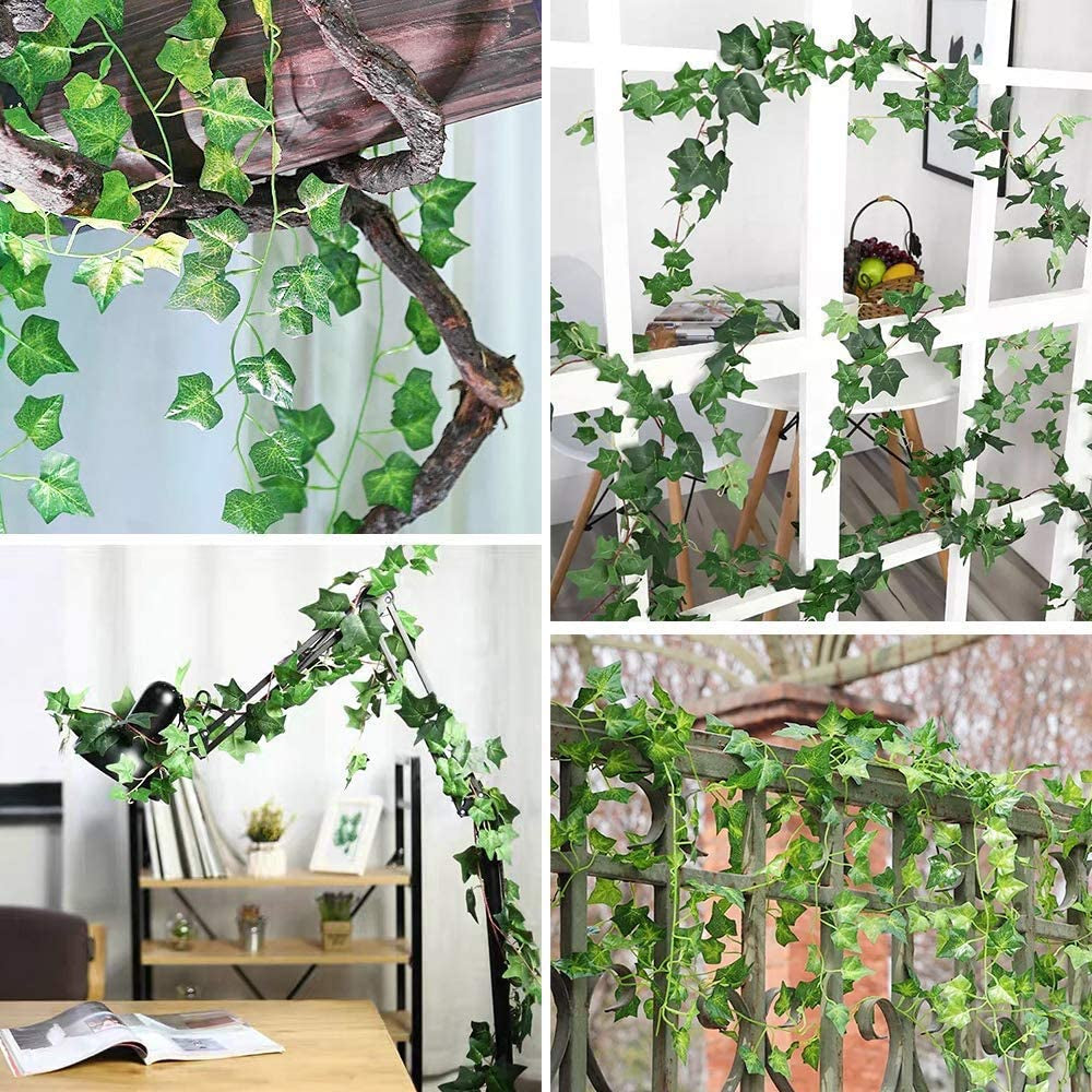 CEWOR 14 Pack 98 Feet Fake Ivy Leaves Artificial Garland Greenery Hanging Plant Vine for Bedroom Wall Decor Wedding Party Room Astethic Stuff CEWOR
