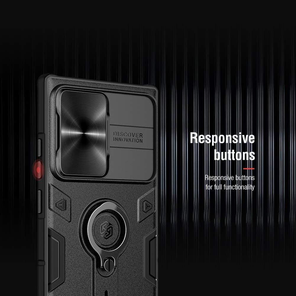 Nillkin Samsung Galaxy Note 20 Ultra Case, Camshield Armor Phone Case for Note 20 Ultra 5G with Slide Camera Cover, Rugged Case with Ring Kickstand for Samsung Galaxy Note 20 Ultra 6.9 - Green Nillkin