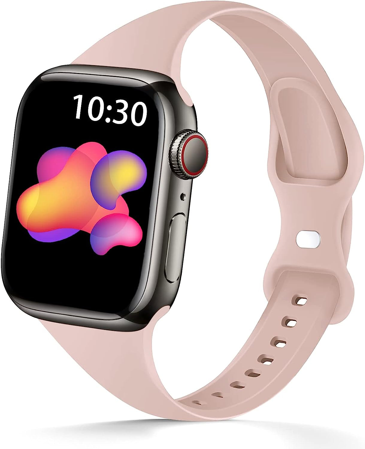 AUSOJOY Compatible with Apple Watch Slim Band, Silicone Sport Band Replacement, 38Mm 40Mm 41Mm 42Mm 44Mm 45Mm, Compatible with Apple Watch Series 7/6/5/4/3/2/1/SE for Women/Men AUSOJOY Pink Sand 42mm/44mm/45mm