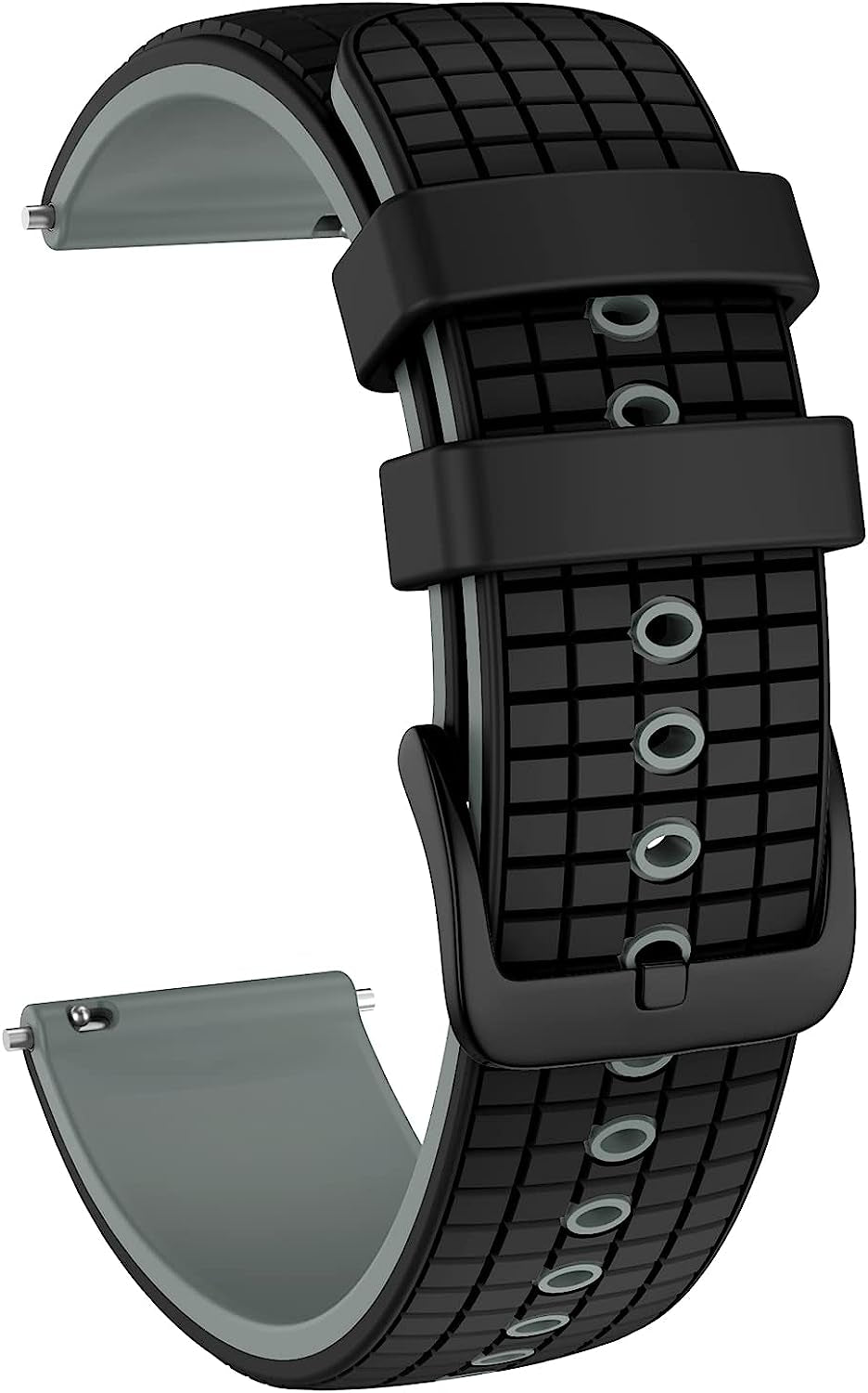 ISABAKE Watch Band for Compatible with Garmin Vivoactive 4/ Samsung Galaxy Watch 46Mm, 22Mm Silicone Bands for Ticwatch Pro S2//E2/Venu 2/Samsung Gear S3 Classic/Samsung Gear S3 Frontier/ Huawei GT Smartwatch Isabake Black&Grey 22MM