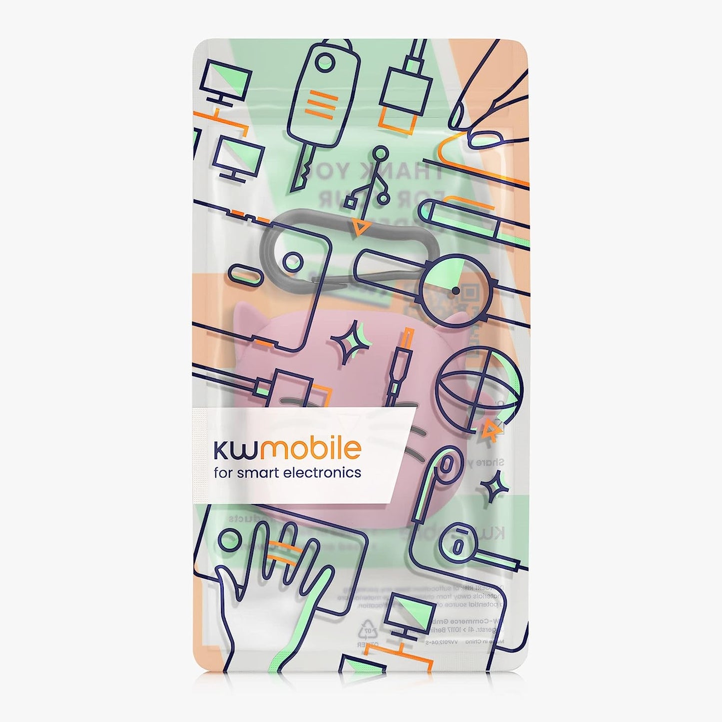 Kwmobile Silicone Case Compatible with Samsung Galaxy Buds 2 Pro/Buds 2 / Buds Live - Case Soft Cover - Cat Black/Pink KW-Commerce