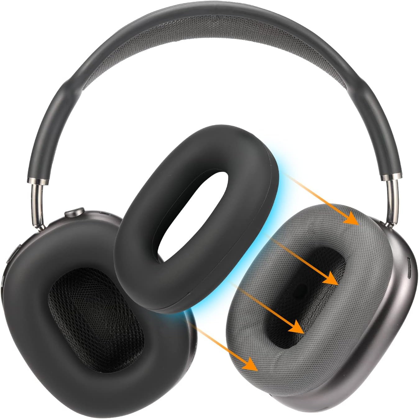 Damex Silicone Earpads Protector, Compatible with Airpods Max Ear Pad (White) nakuya black