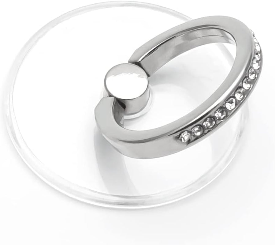 WOGROO Cell Phone Ring Holder Stand Compatible All Mobile Phones or Phone Cases, Transparent Phone Ring Holder Finger Kickstand 360°Degree Rotation Clear Phone Ring Grip, Bear WOGROO Silver-Circular