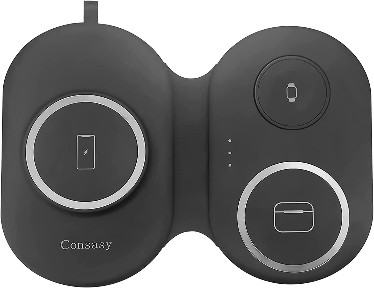 Consasy Magnetic Wireless Charger, Foldable Wireless Charger 3 in 1 Charging Station for Multiple Devices, Travel Charger for Iphone 14 13 12 Series, Airpods 3/2/Pro, Iwatch 2-Ultra(Adapter Included) Consasy DongGuanShi WeizhiChuang Technology