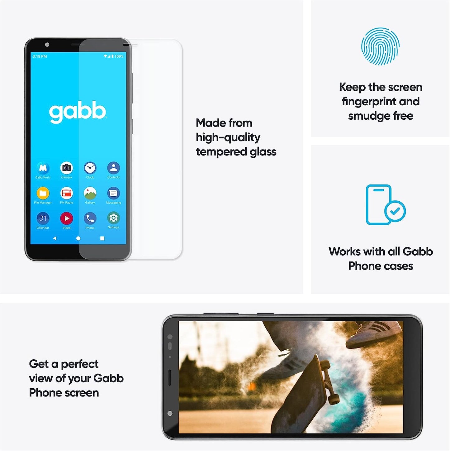 Gabb Authentic Screen Protector for Gabb Phone - Durable Scratch-Resistant Tempered Glass, Shield, Ultra Thin, Easy Install, HD Clarity & Touch Response, Phone Accessories - 1 Protector GABB