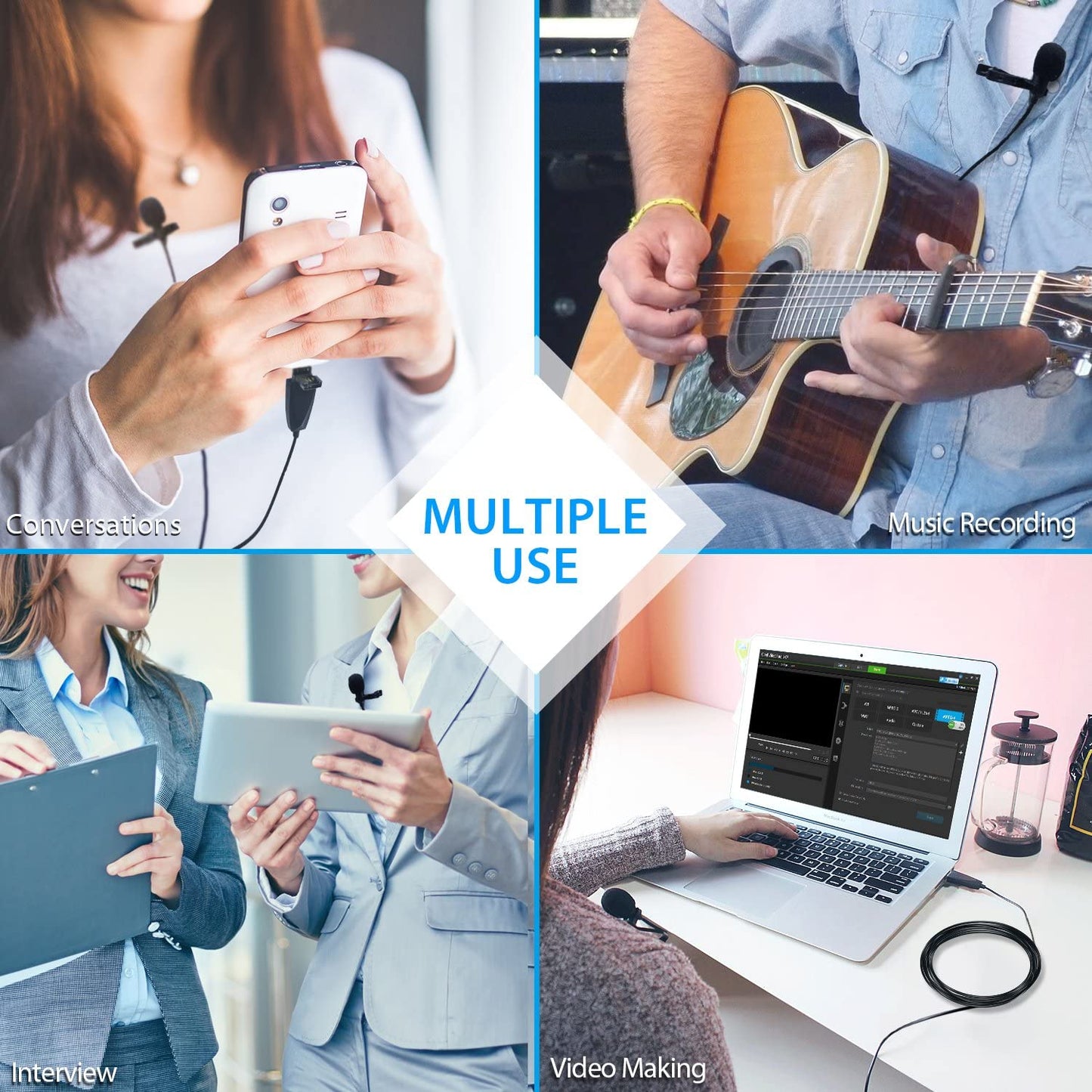 USB Lavalier Lapel Microphone for Video Recording Podcasting Streaming, USB C Clip-On Computer Microphones, Plug & Play Omnidirectional Condenser Lav Mic for Android Phone PC Laptop Mac Macbook PS4 Z ZAFFIRO