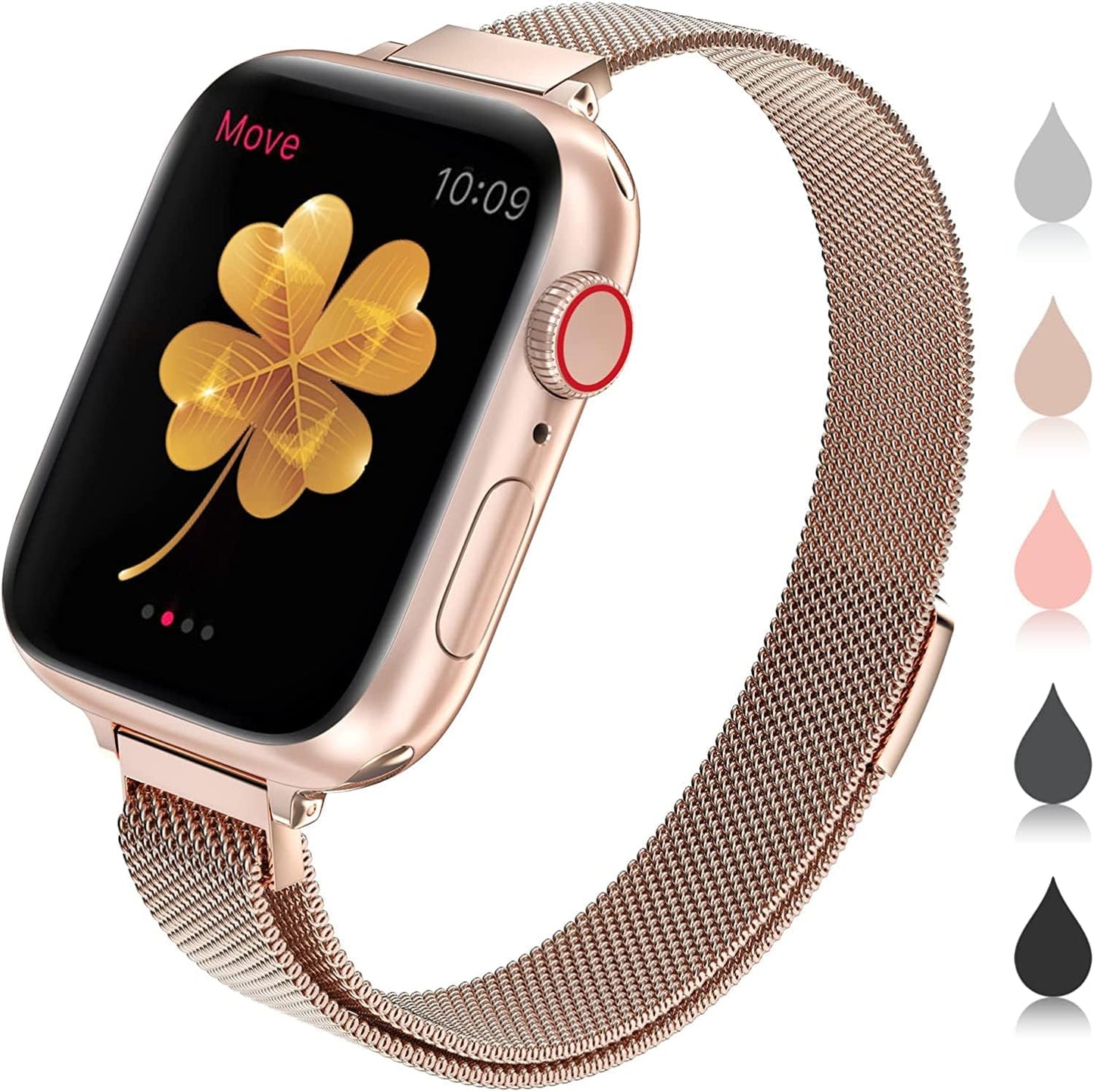 CTYBB for Apple Watch Band Series Ultra SE 8 7 6 5 4 3 2 1 38Mm 40Mm 41Mm 42Mm 44Mm 45Mm 49Mm, Stainless Steel Slim & Thin Mesh Magnetic Clasp Strap Women and Girl Replacement Band for Iwatch DMORI A-Champagne Gold 42mm/44mm/45mm/49mm