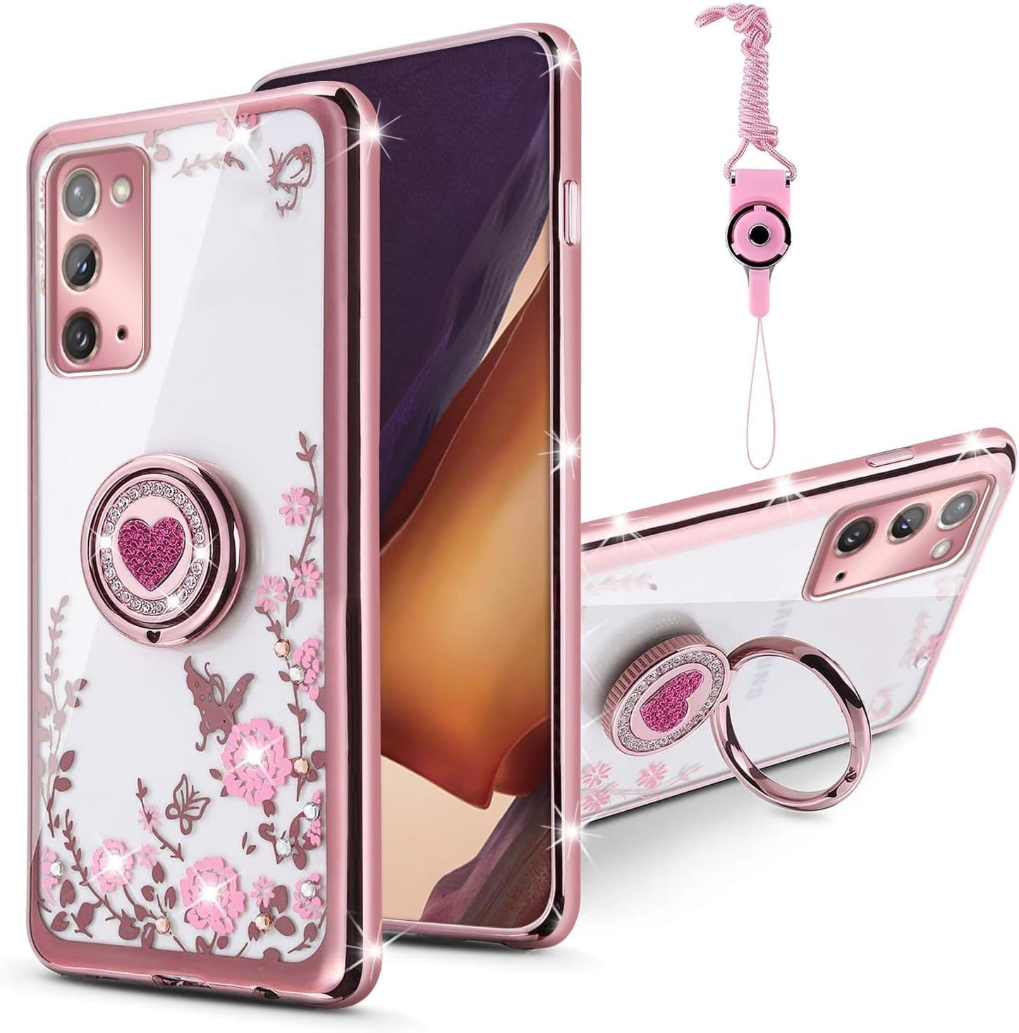 For Note 20 Case,Galaxy Note 20 Case with Minimalist Credit Card Holder Slot TPU Soft TPU Silicone Scratch-Resistant Slim Card Slot Wallet Case Protective Cover for Samsung Galaxy Note 20-Purple TSAYGFK Rose Gold