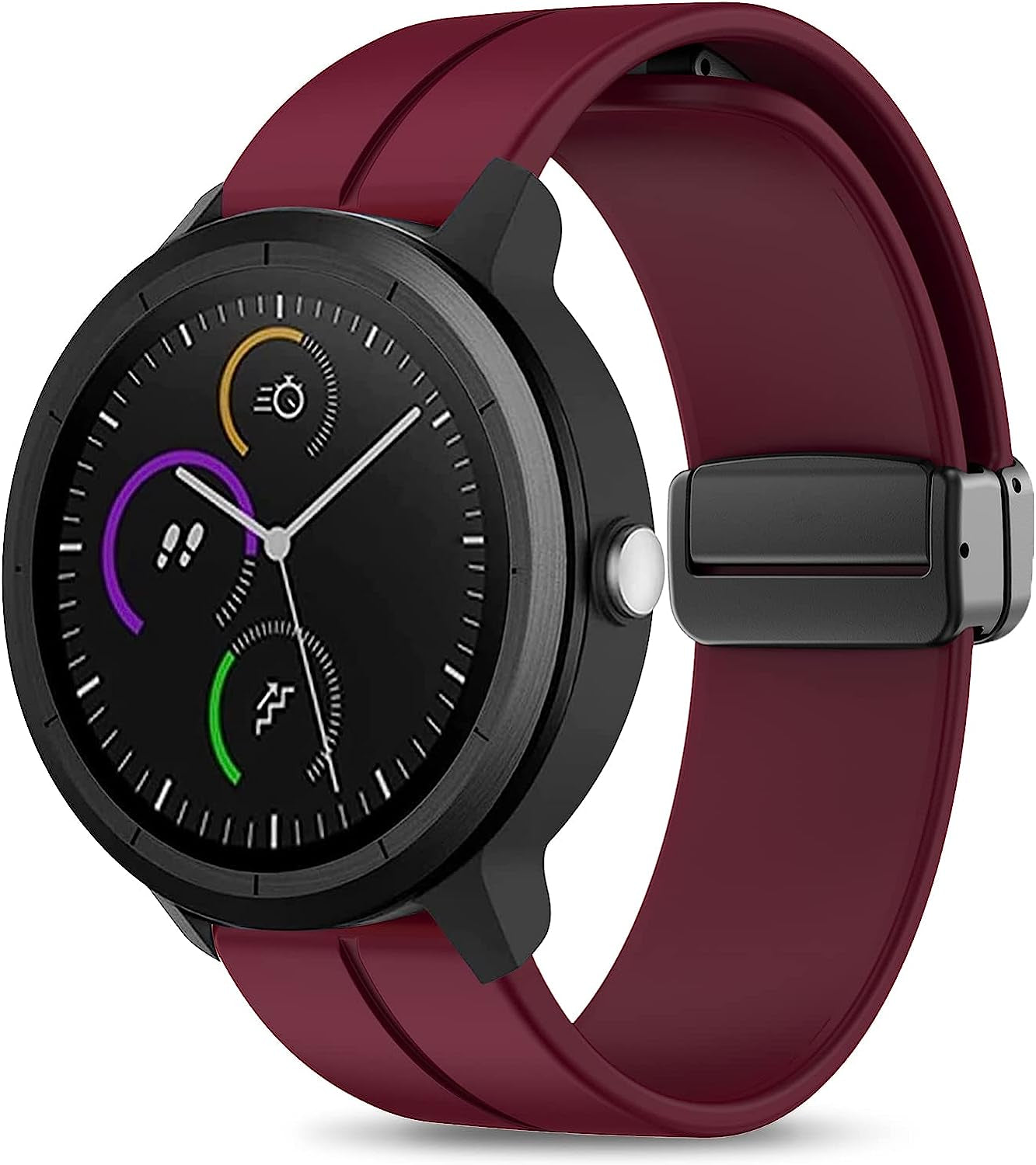 Mackpoimer Magnetic Bands for Garmin Venu/Vivoactive 3 Watch Band, 20Mm Silicone Wristband with Adjustable Magnetic Folding Buckle for Garmin Venu Sq, Vivoactive 3 Music, Forerunner 645/245 Music MAKCPOIMER WineRed