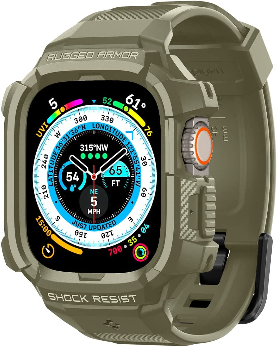 Spigen Rugged Armor Pro Designed for Apple Watch Ultra 49Mm Case with Band - Black Spigen Vintage Khaki