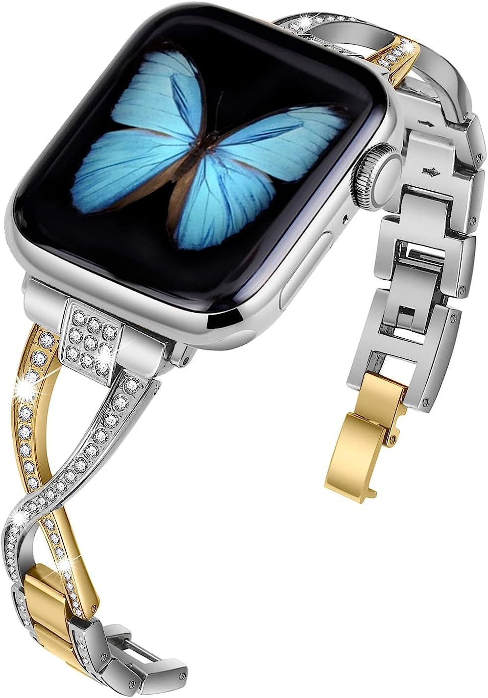 Jfdragon for Apple Watch Band 38Mm 40Mm 41Mm 42Mm 44Mm 45Mm 49Mm Ultra Women Series 8 7 6 5 4 3 2 1 SE Bling Metal Bracelet Iwatch Bands JFdragon Silver+Gold 42mm/44mm/45mm/Ultra 49mm