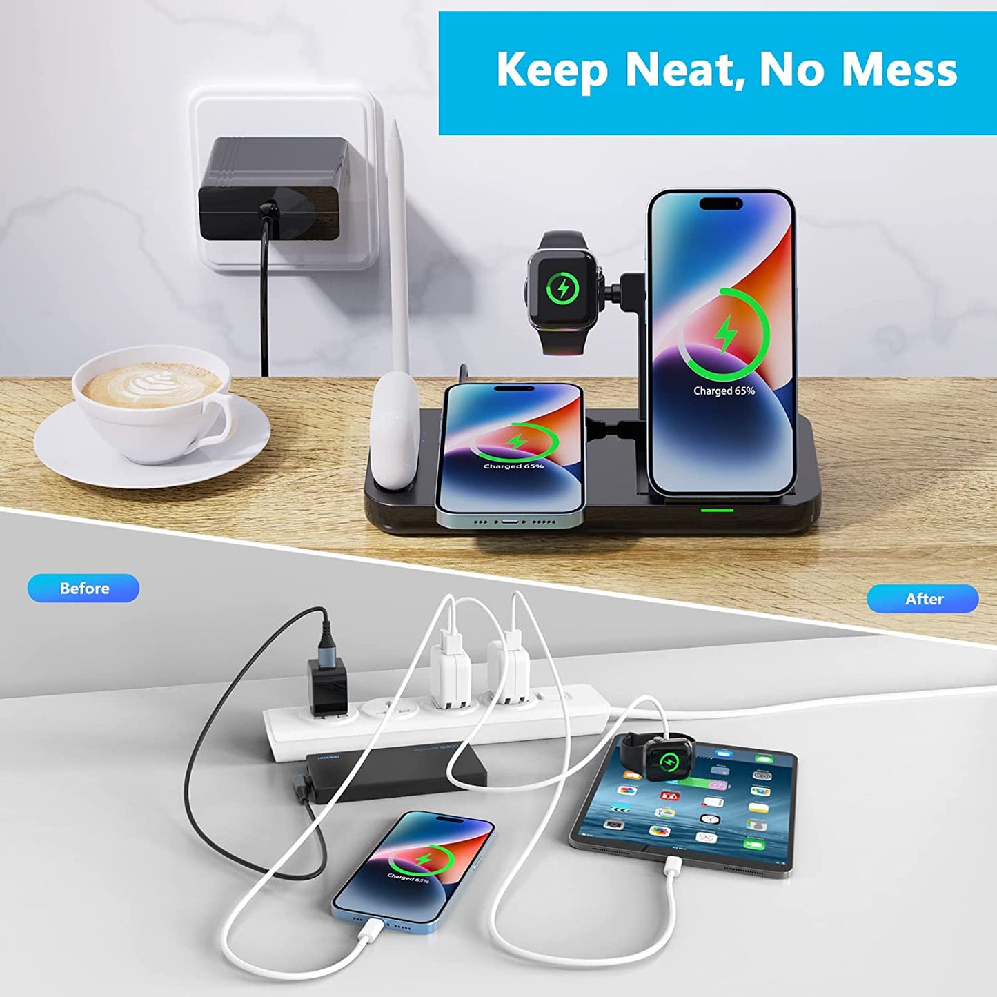 5 in 1 Wireless Charger for Apple Multiple Devices 72W Fast Wireless Charging Station with USB Ports Foldable Charging Dock Stand for Different Iphone Samsung Galaxy Android Phones Apple Watch Airpods Shenzhen Jiuzhou Power Technology Co LtdAMZSMT