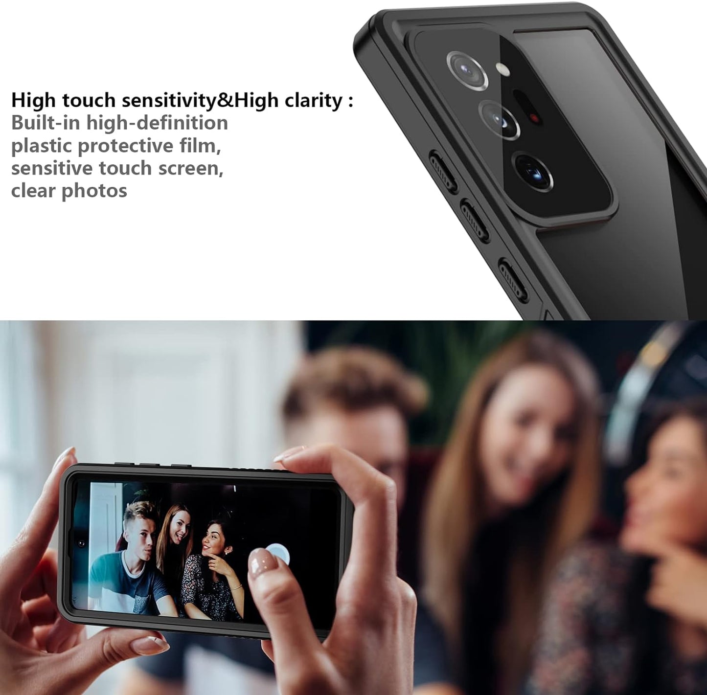 AMILIFECASES for Samsung Galaxy Note 20 Ultra Case Waterproof Shockproof,With Built in Screen Protector,Heavy Duty Protective Phone Case for Samsung Note 20 Ultra (Blue/Clear) AMILIFECASES