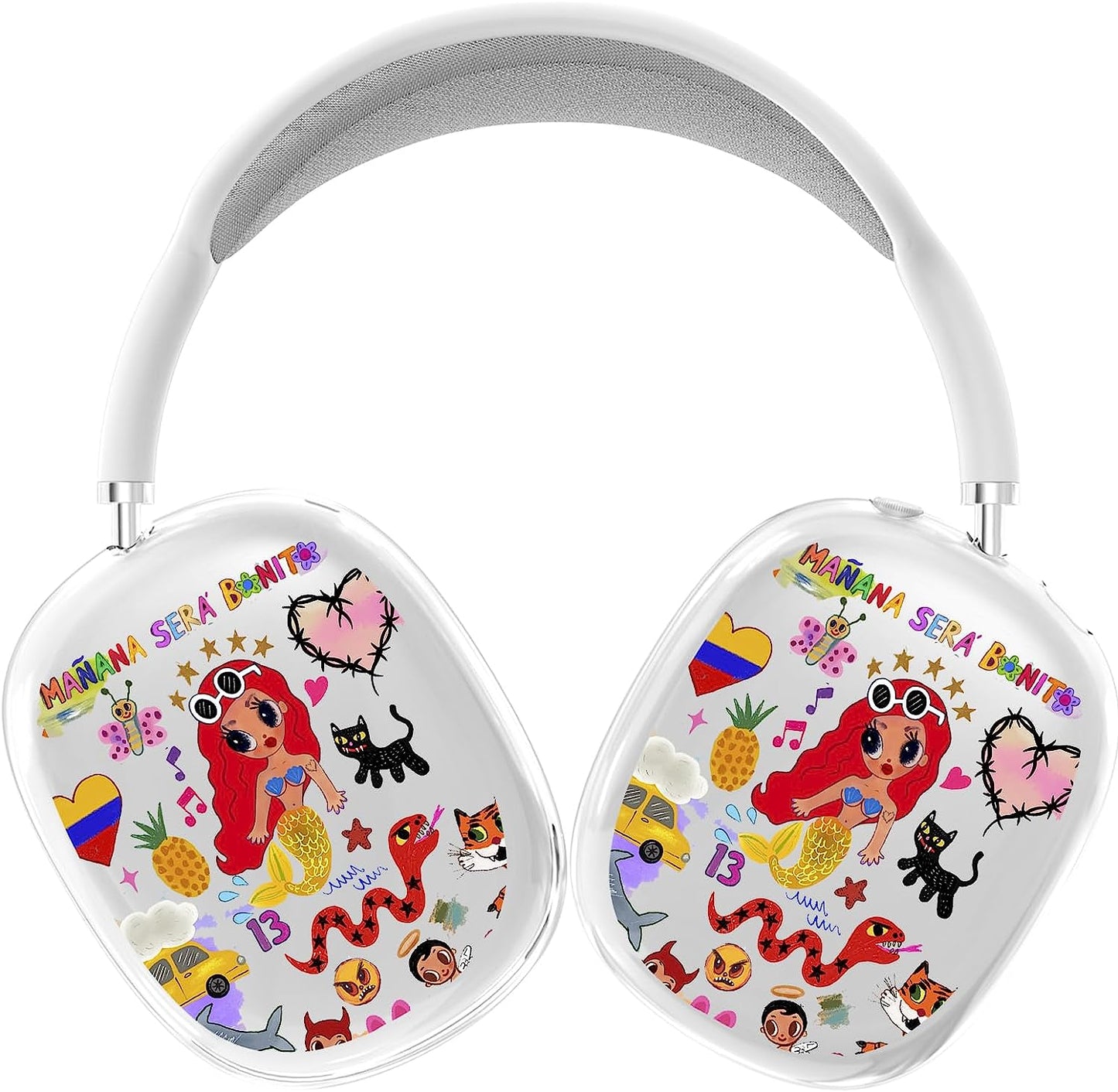 Airpods Max Cute Clear Cover Case, Clear Soft TPU Skin Case Compatible Airpods Max, Transparent Protective Cover for Apple Airpods (Scream Ghost) DZHAXIE Manana Se-ra Bonito