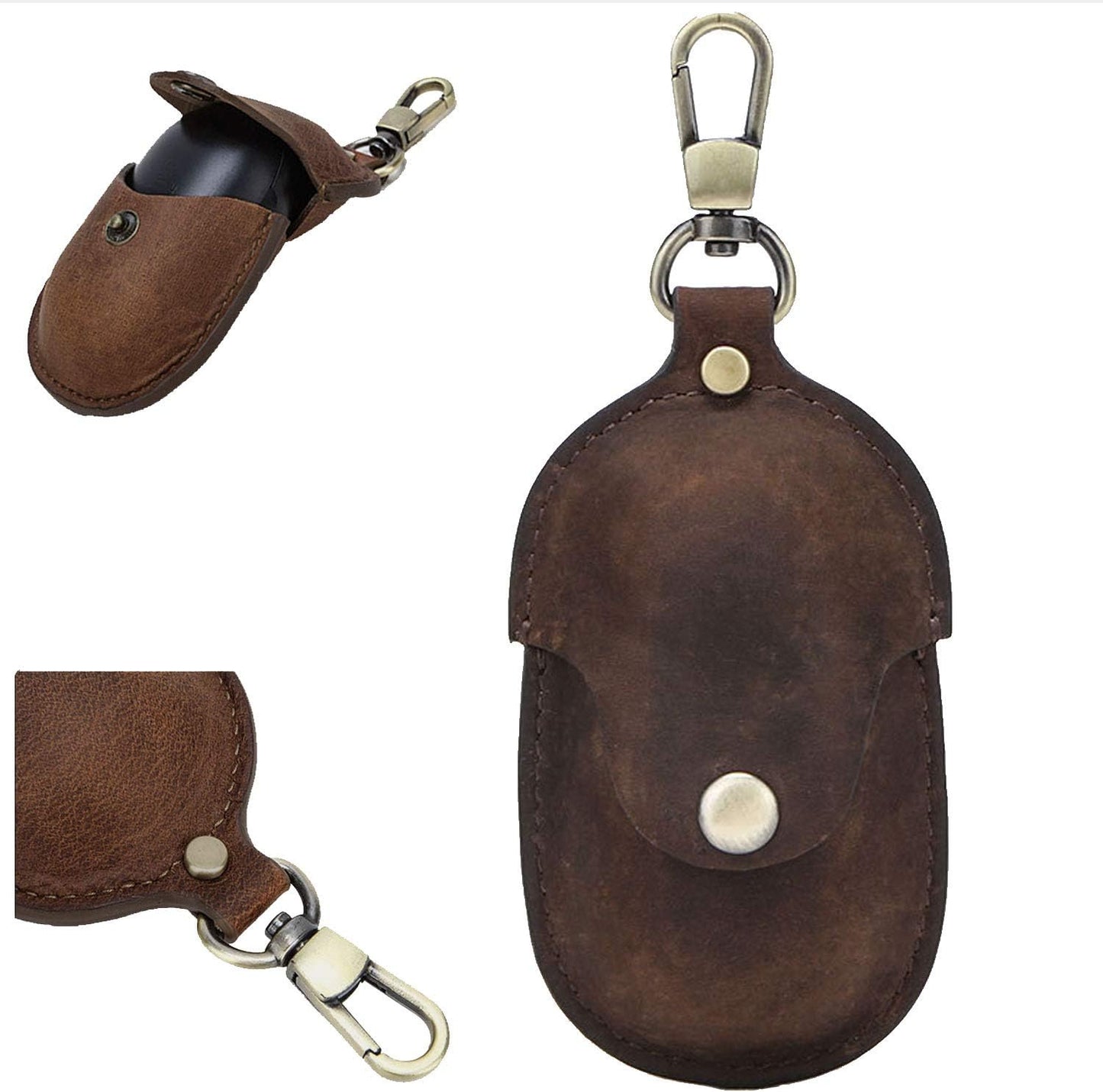 For Galaxy Buds Case, Personalized Genuine Leather Case Samsung Galaxy Buds Case Portable Protective Galaxy Buds Case Cover Shockproof with Loss Prevention Clip for Galaxy Buds & Galaxy Buds+ Plus Tg Coffee (blank)