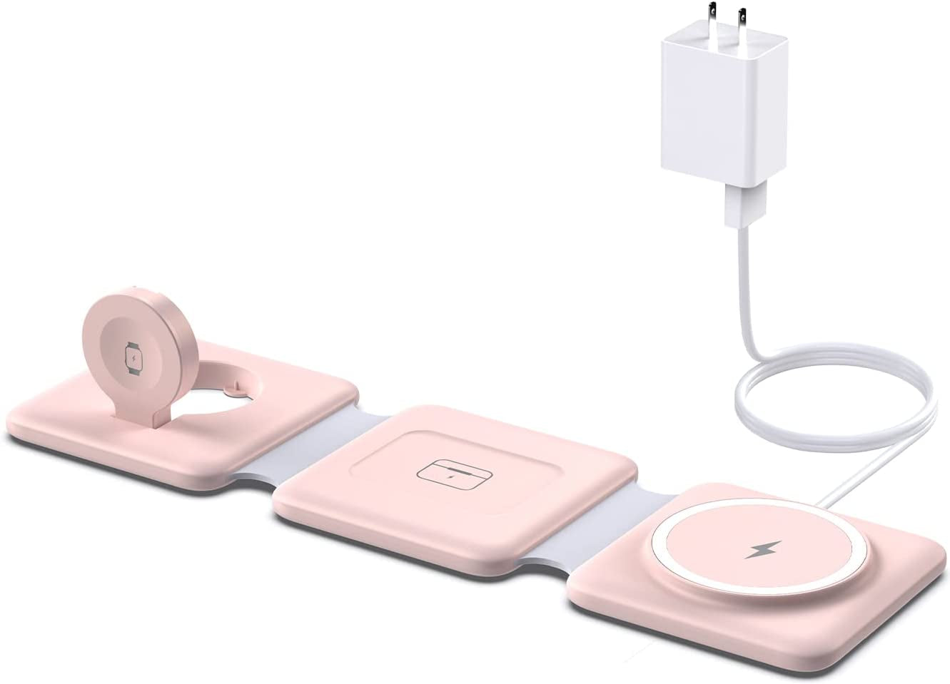 Charging Station for Apple Multiple Devices - 3 in 1 Foldable Magnetic Wireless Charger Dock - Travel Charging Pad for Iphone 14 13 12 Pro Max plus Watch & Airpods ShenzhenShi Weizhichuang Technology Co., Ltd Pink