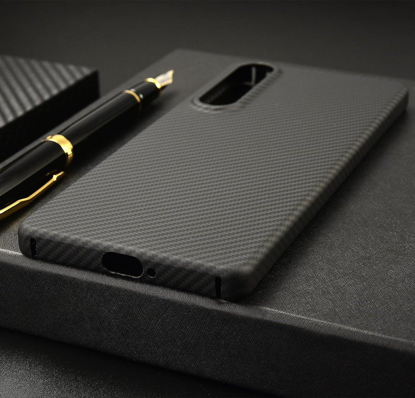 GIMENOHIG Ultra-Thin and Lightweight Rare 600D Aramid Carbon Fiber Case for Sony Xperia 1 V Phone Protective Cover (600D Black) GIMENOHIG