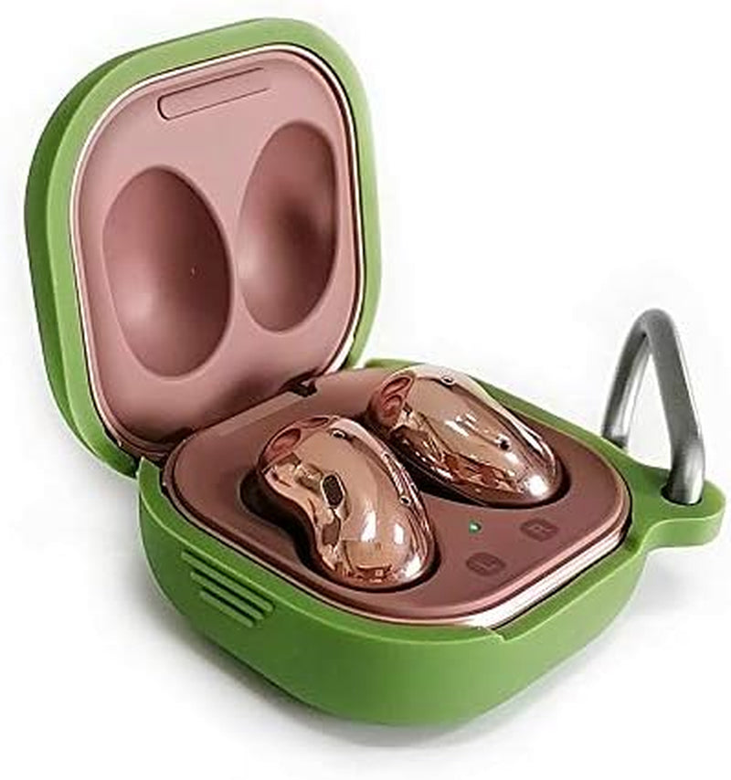 ZALUJMUS Silicone Case for Samsung Galaxy Buds Live, Anti-Break Anti-Lost & Shockproof Easy Carrying Protective Case Cover with Carabiner (Black) ZALUJMUS GrassGreen