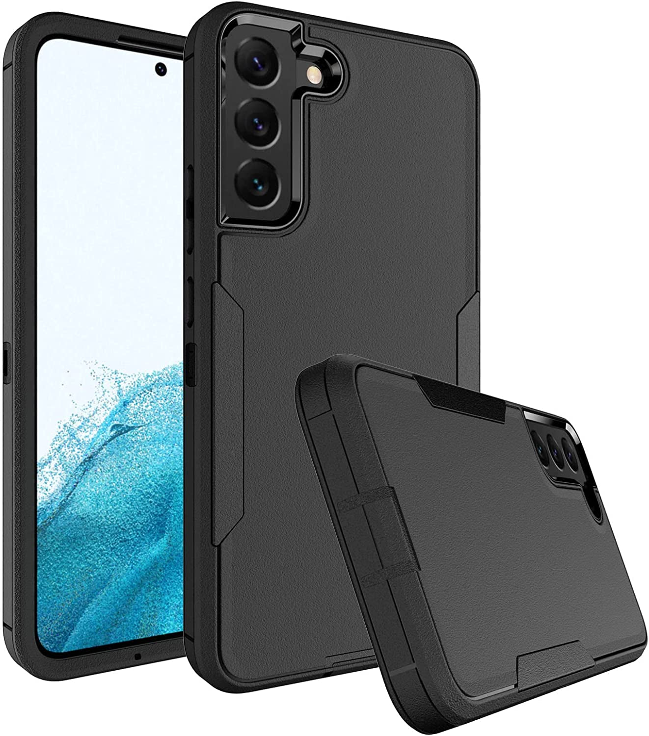 Dahkoiz for Samsung Galaxy S22 Case, Dust-Proof Port Cover, Full Body Durable Silicone Rubber Phone Case for Samsung Galaxy S22 5G, Green/Grey UNISMART INC Galaxy S22 Case Black Galaxy S22