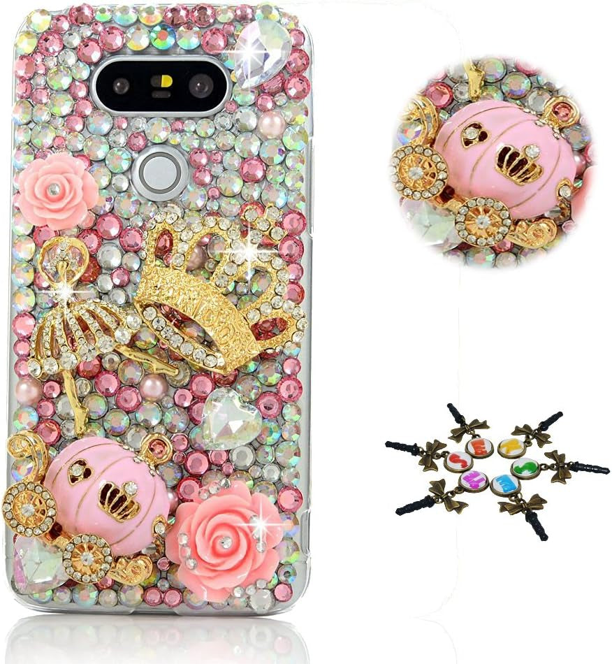 STENES LG G7 Case, LG G7 Thinq Case - STYLISH - 100+ Bling Crystal - 3D Handmade Bling Fashion Peacock Design Protective Cover Case for LG G7 Thinq - Blue STENES Crown Ballet Girls Pumpkin Car Rose Flowers / Pink