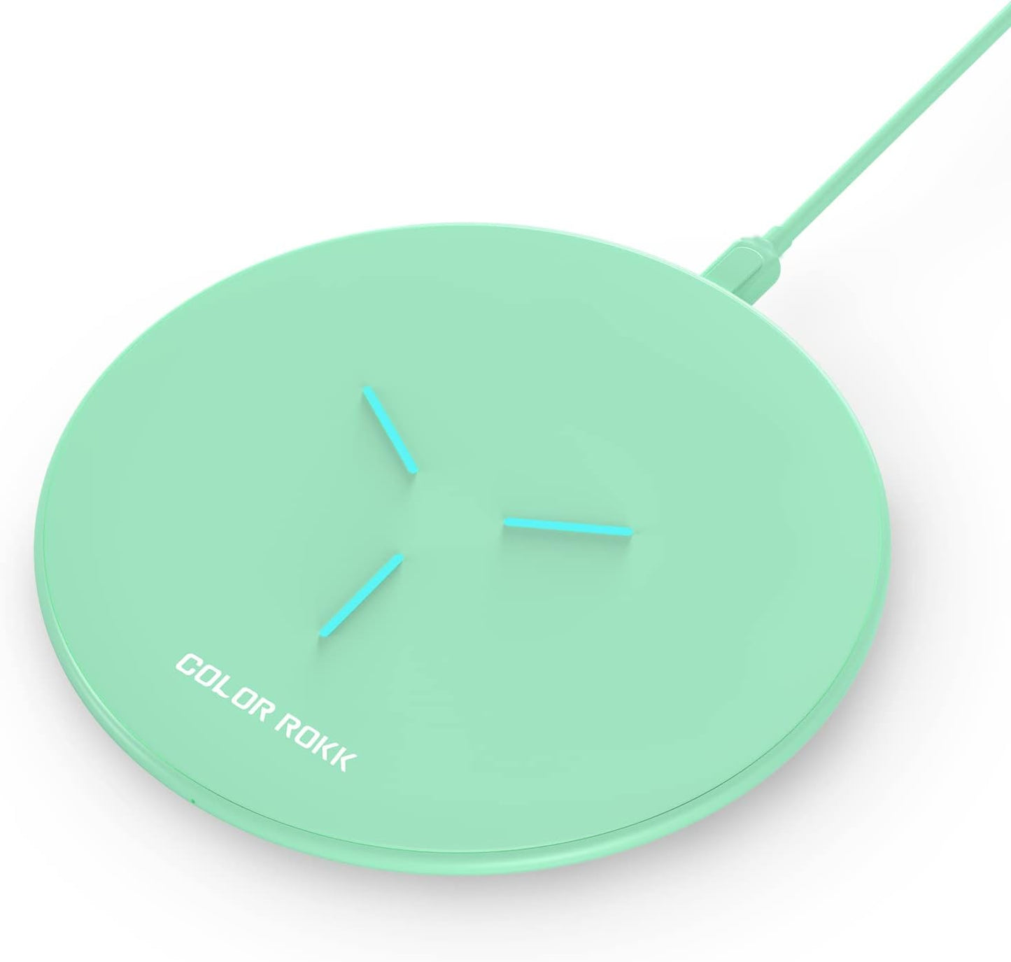 Wireless Charging Pad,15W Max Fast Wireless Charger for Google Pixel 7/6/6Pro,For Iphone 14/13 Pro/13 Mini/13 Pro Max/12/Se 2020/11,For Samsung Galaxy S22(No AC Adapter) Black color rokk Green