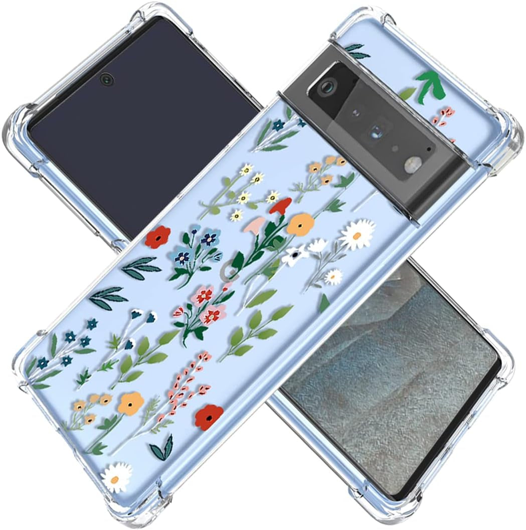 KOARWVC Case for Pixel 6 Pro Case, Google 6 Pro G8VOU Case Clear with Design Soft TPU Shock Absorption Slim Floral Pattern Protective Back Cover Cases for Google Pixel 6 Pro 5G (Flower Butterfly) KOARWVC Springfloral
