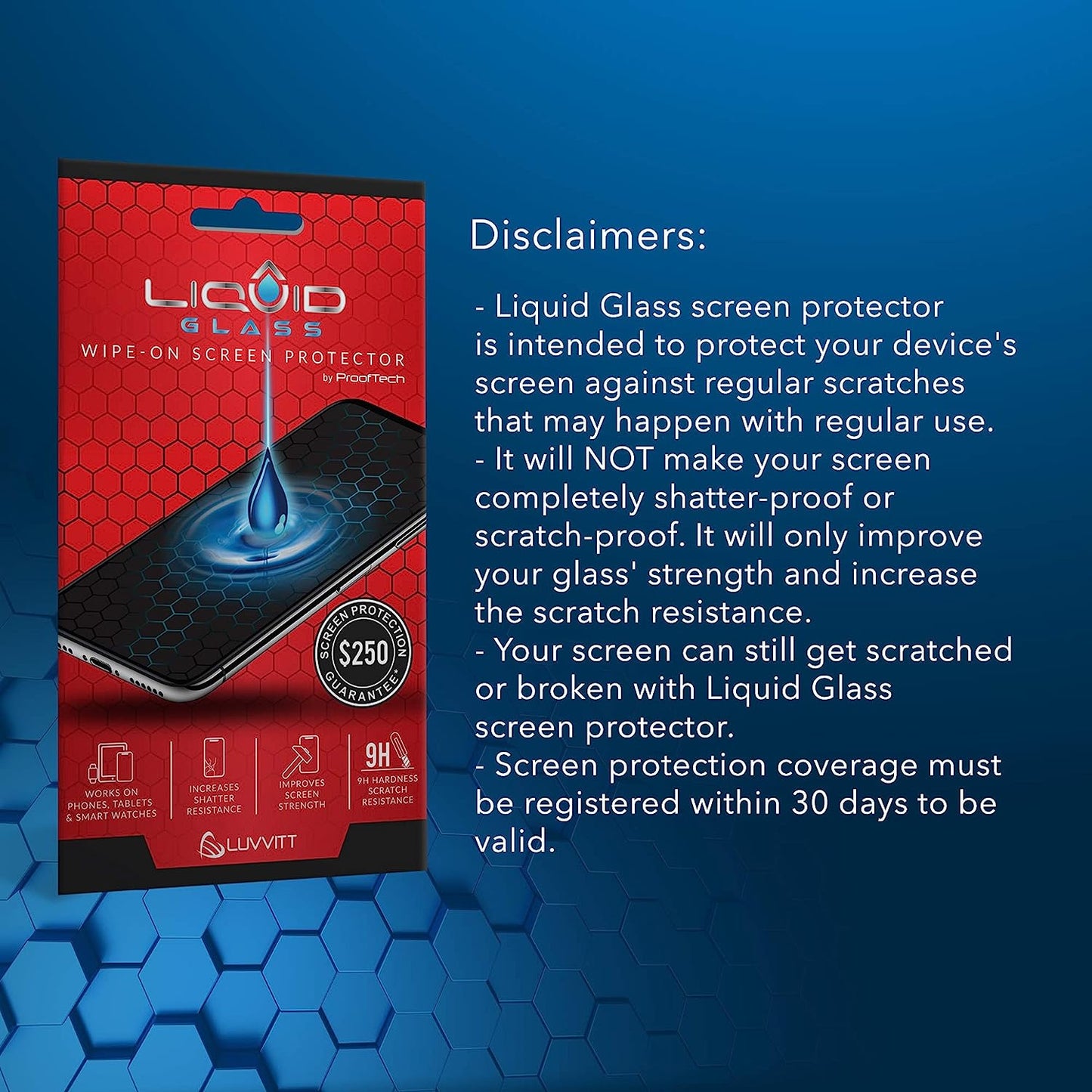 Luvvitt Liquid Glass Screen Protector with $250 Screen Protection - Scratch Resistant Wipe on Coating for All Smartphones Tablets Smartwatches - Universal LUVVITT